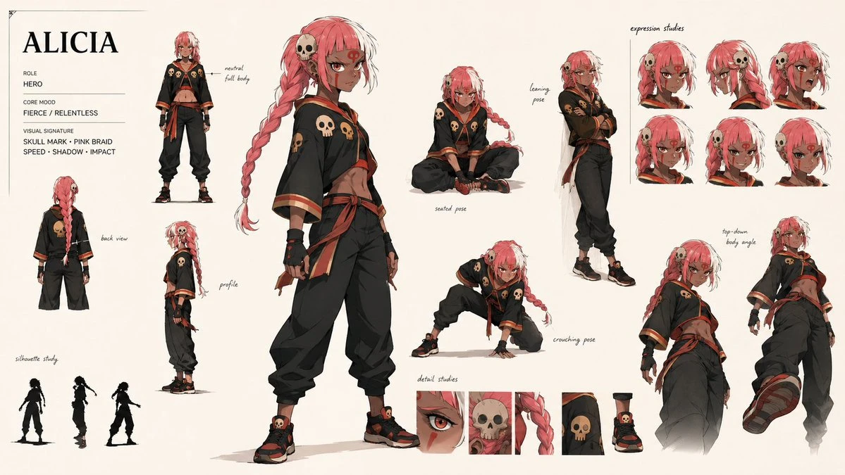 Action combat anime storyboard sheet with two-character close combat, production-board layout, and dynamic sequential framing.