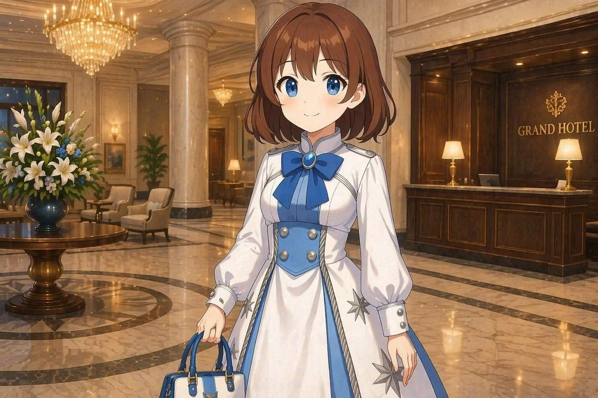 Anime Hotel Attendant in Grand Lobby social media visual