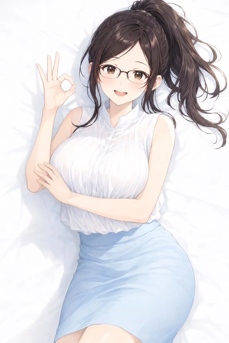 Anime Woman Making OK Sign portrait visual
