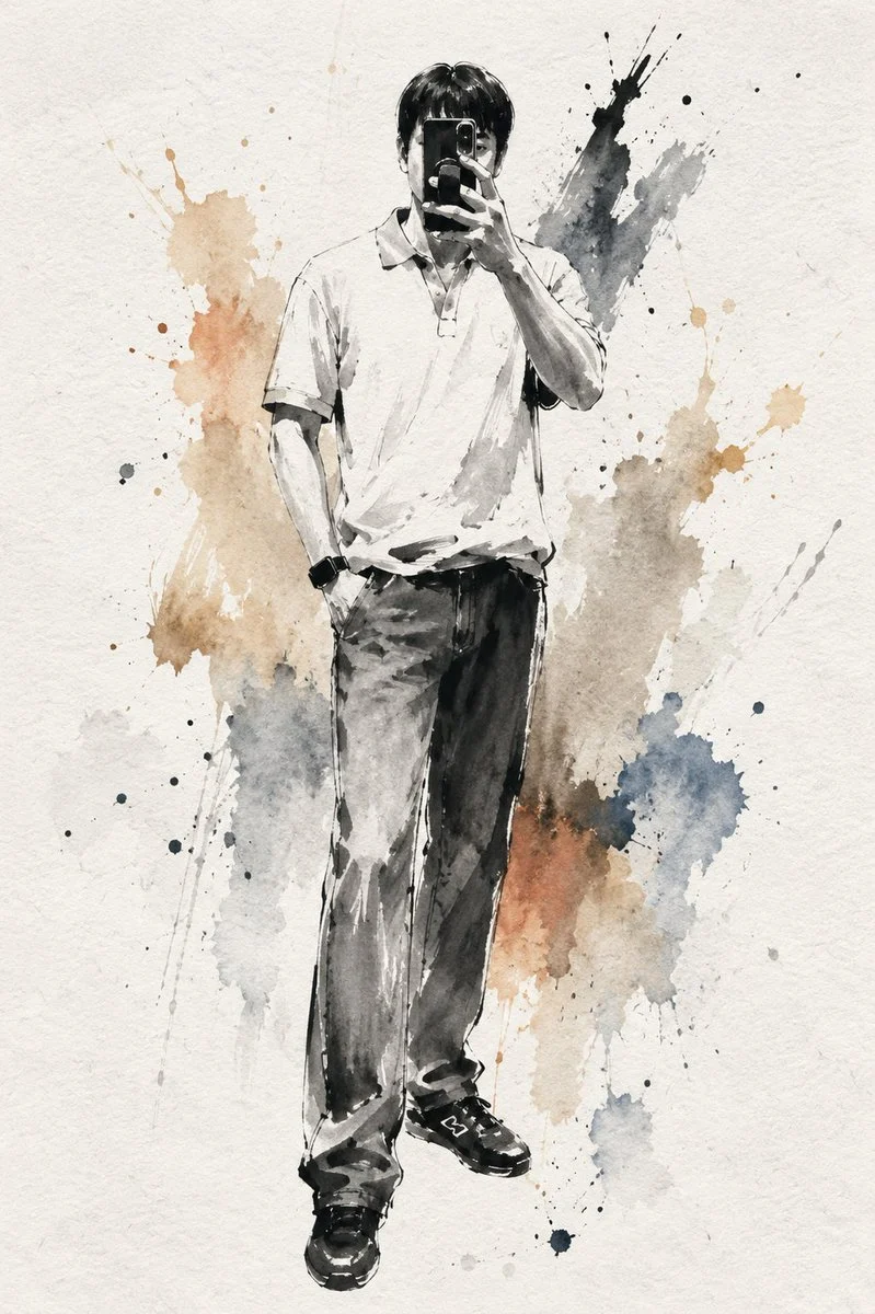 Artistic Ink Wash Portrait Sketch with expressive portrait lighting, detailed styling and a polished editorial mood