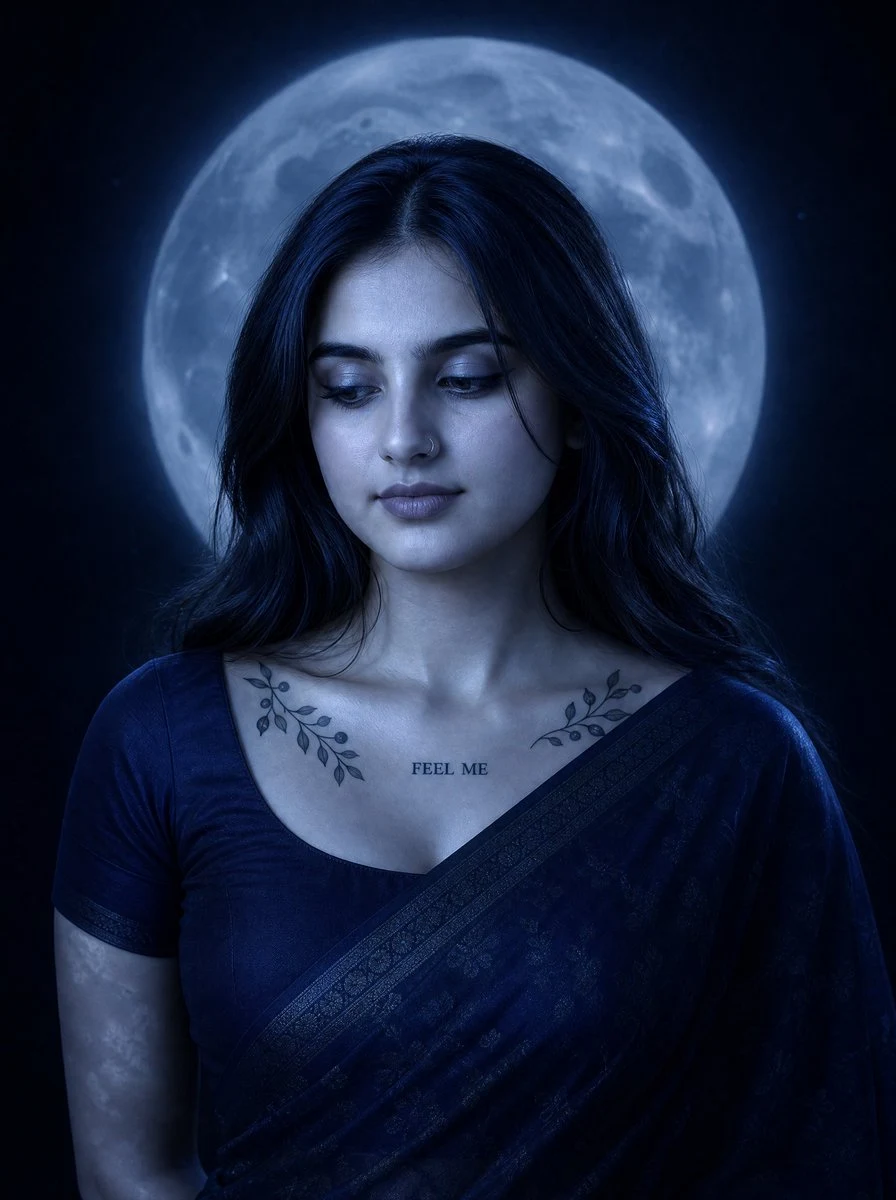 Blue Moonlit Sari Portrait portrait visual