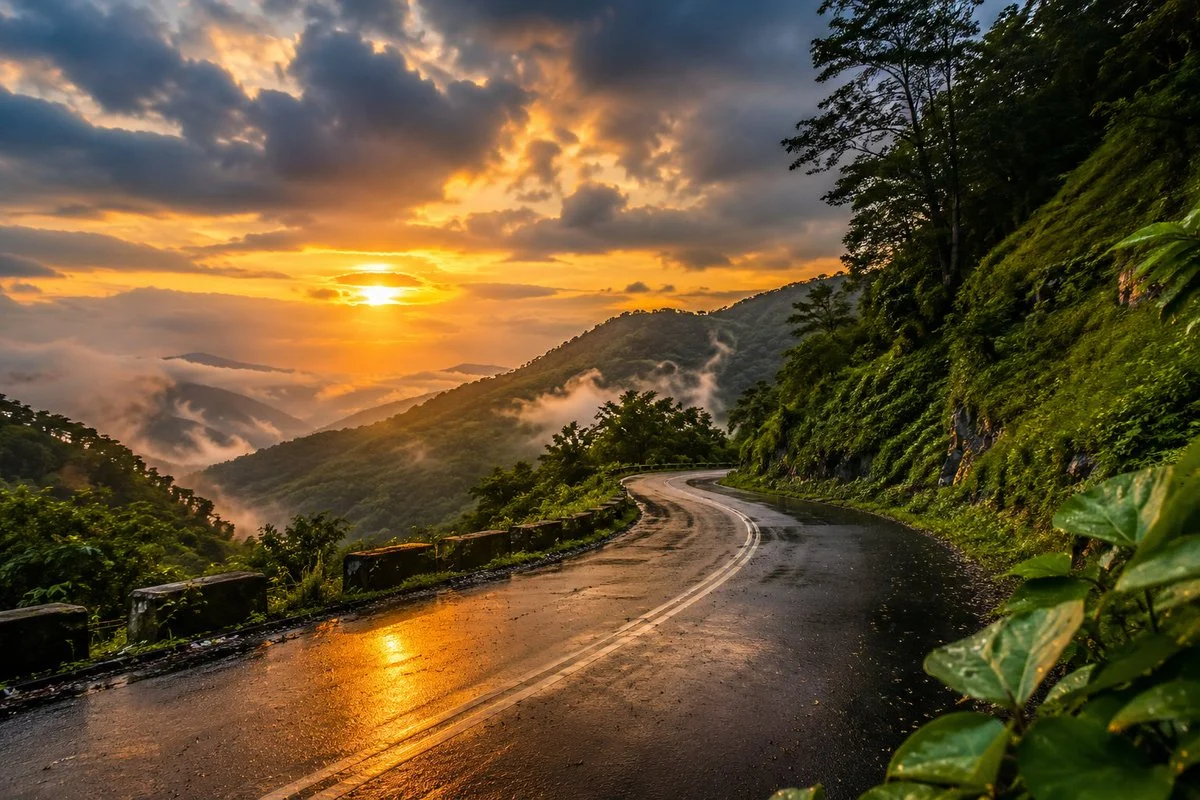 Breathtaking Mountain Road Sunset with social-ready composition, lifestyle framing and shareable visual storytelling