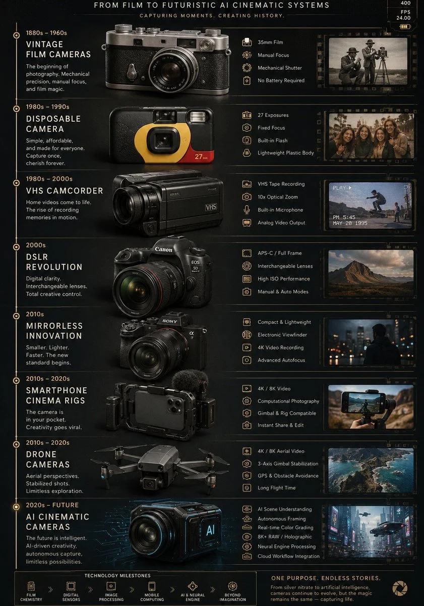 Camera Evolution Timeline Poster poster GPT Image 2 prompt example