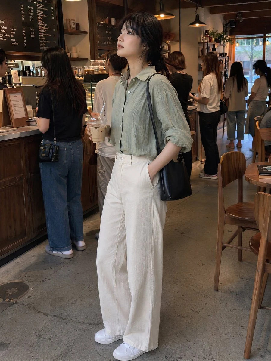 Candid Café Woman with Iced Latte: social media prompt preview with platform-ready composition and clear design.