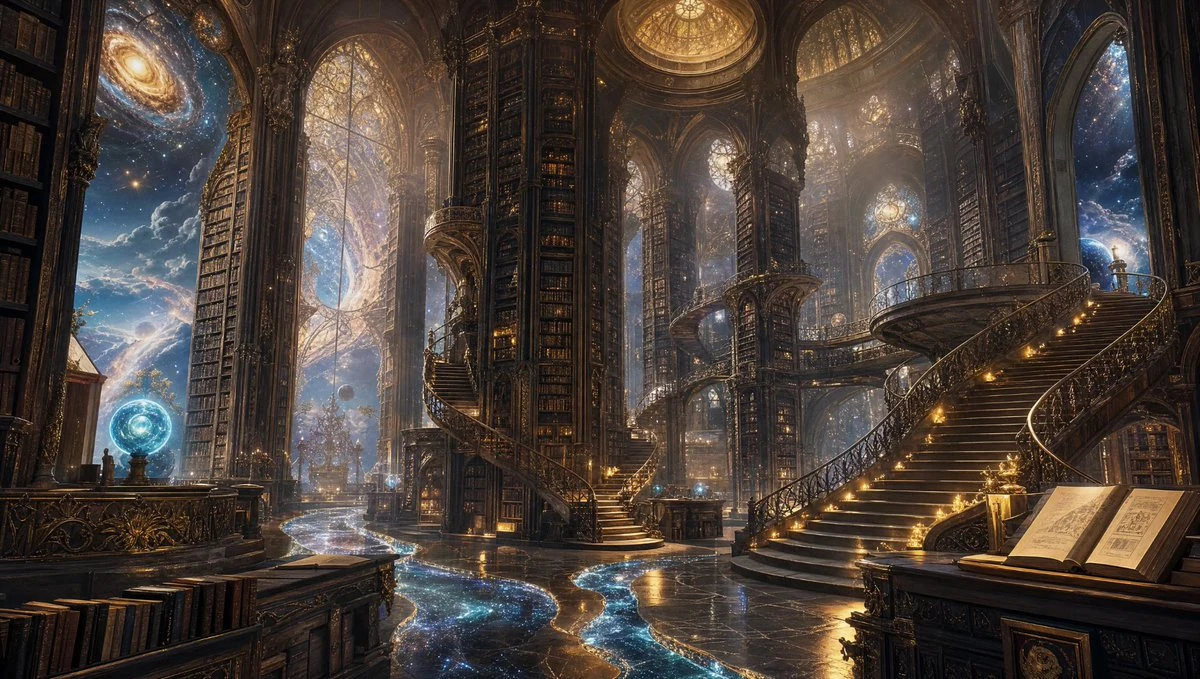 Celestial Gothic Library storyboard visual