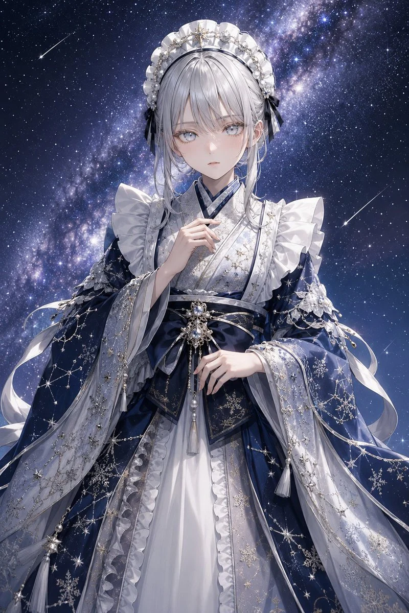 Celestial Tanabata Orihime Maid with expressive character styling, soft illustration detail and portrait-focused composition