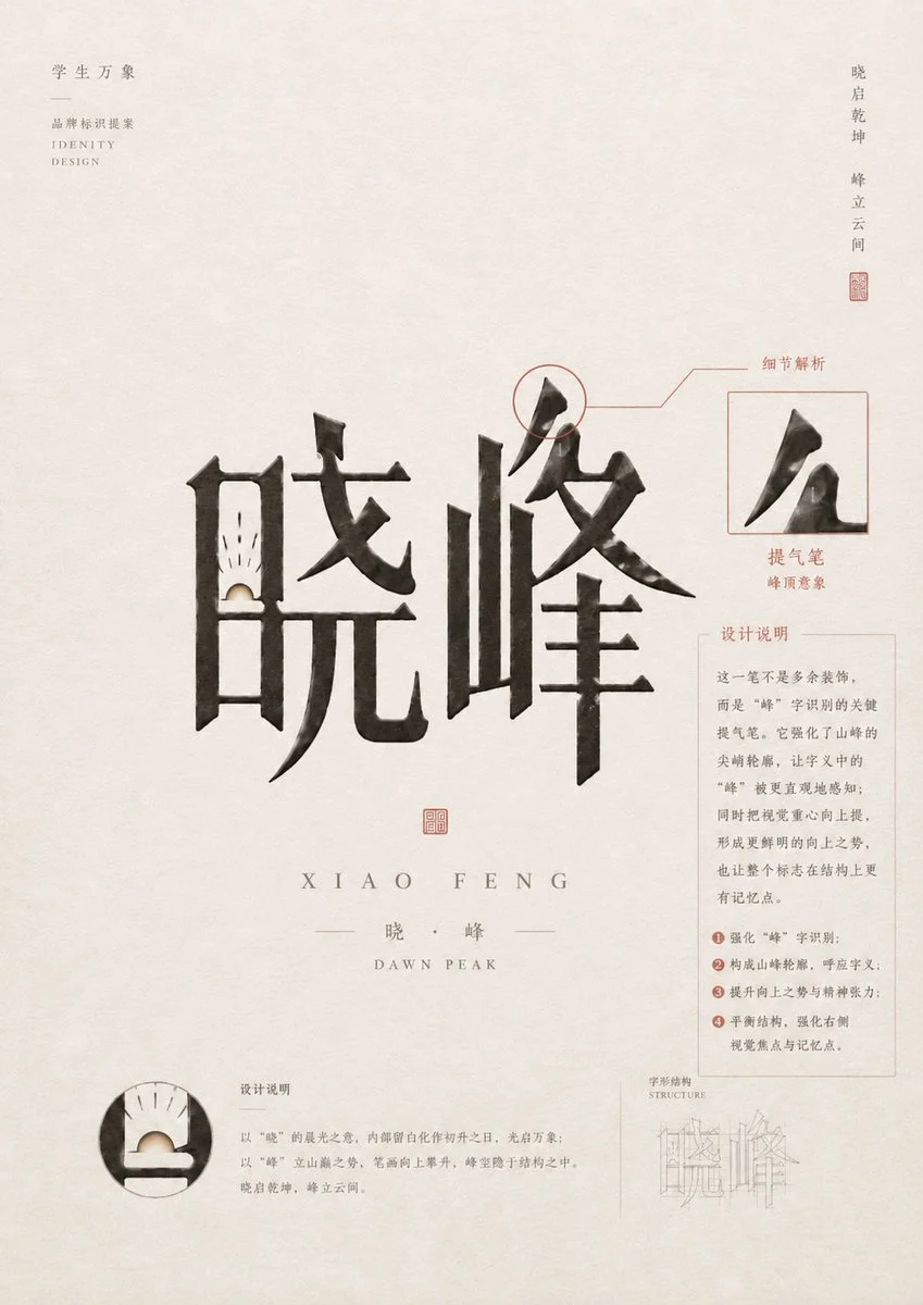 Chinese calligraphy identity poster with portrait silhouette, brush lettering, and refined cultural layout