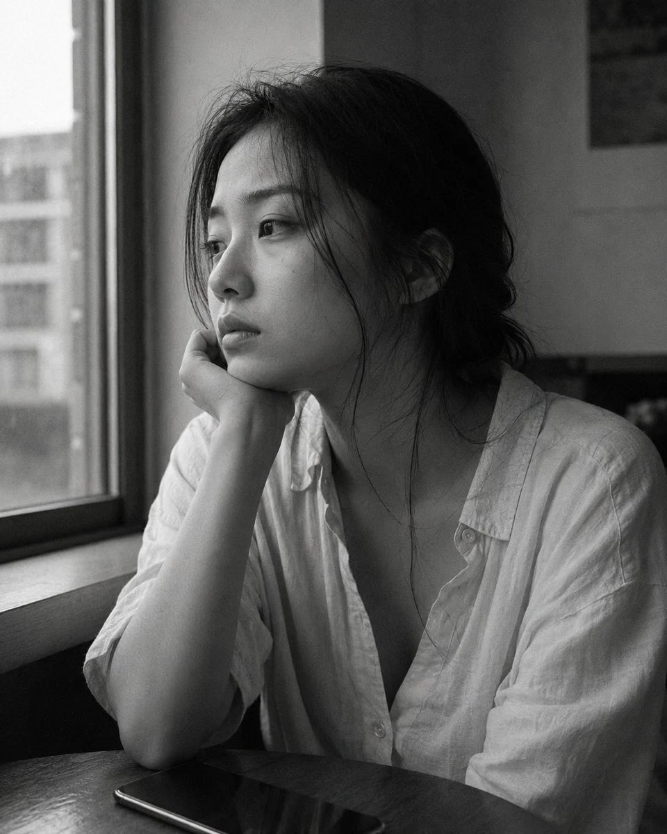 Cinematic Apartment Night Portrait: social media prompt preview with platform-ready composition and clear design.
