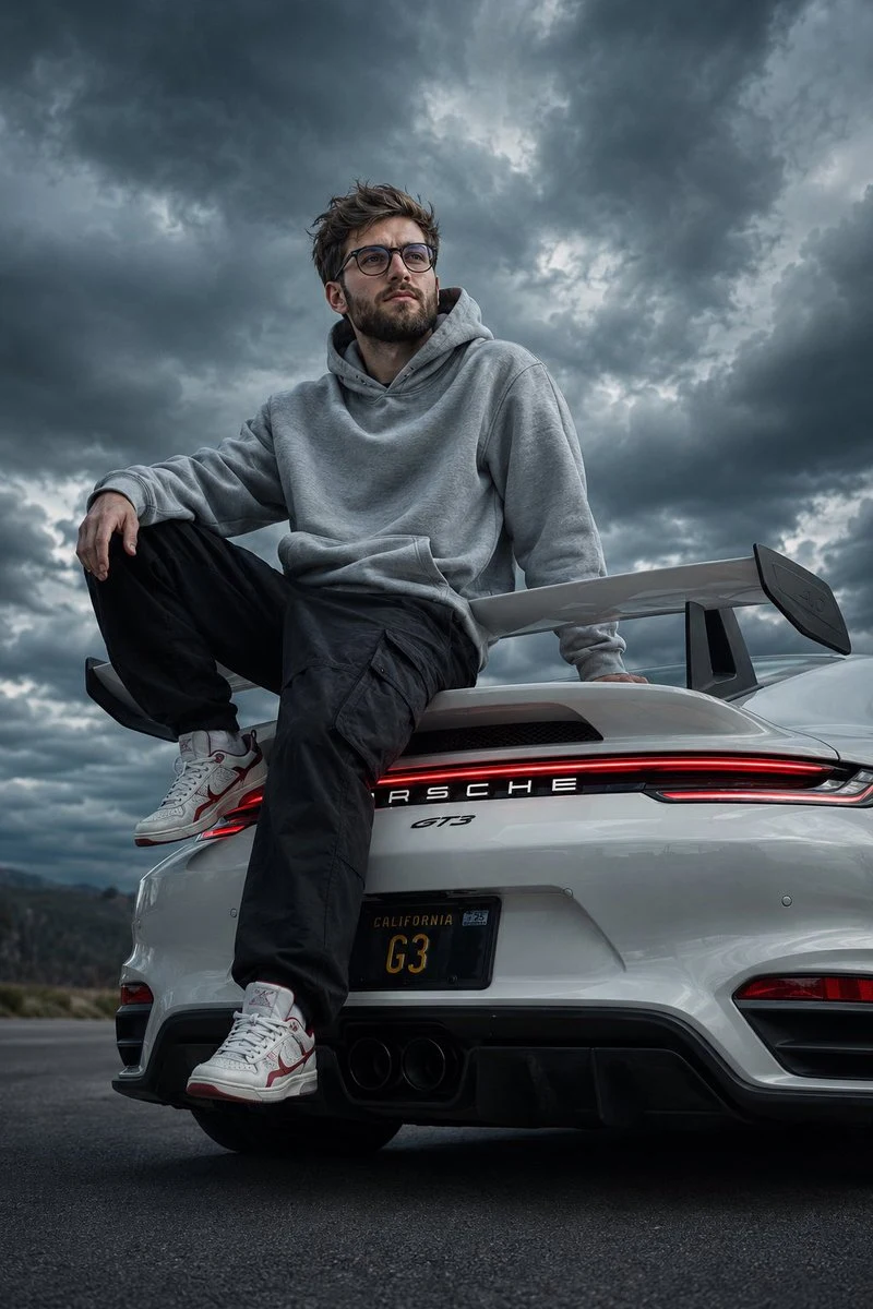 Cinematic Porsche GT3 Automotive Portrait ad creative visual