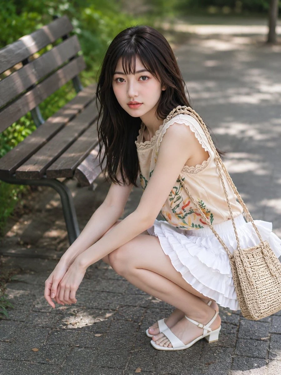 Crouching Park Portrait portrait visual