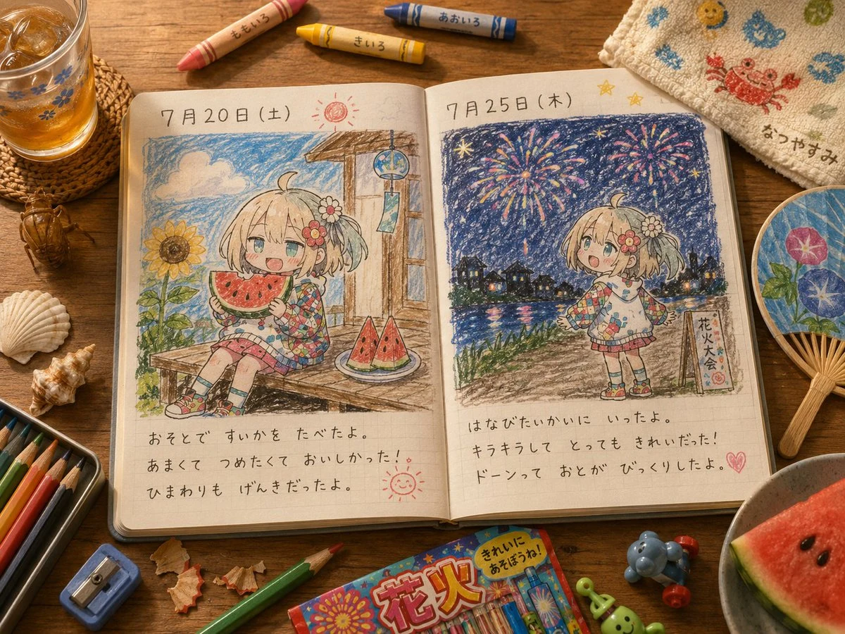 Cute Summer Picture Diary storyboard visual