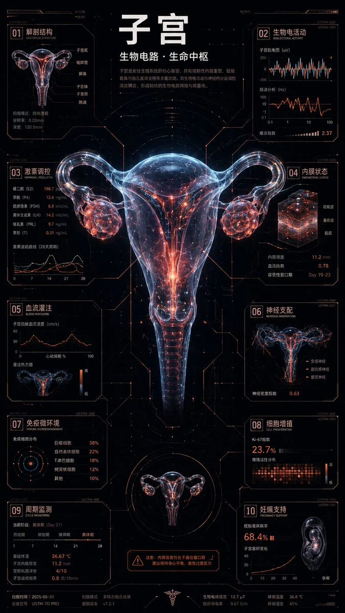 Cybernetic Bioluminescent Flower Infographic with structured callouts, clean hierarchy, and educational poster layout