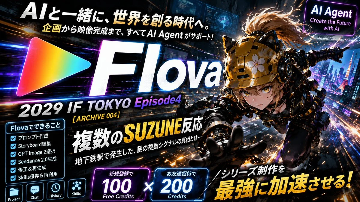 Cyberpunk Flova AI Agent Poster with bold thumbnail composition, strong focal subject and high-contrast visual hook
