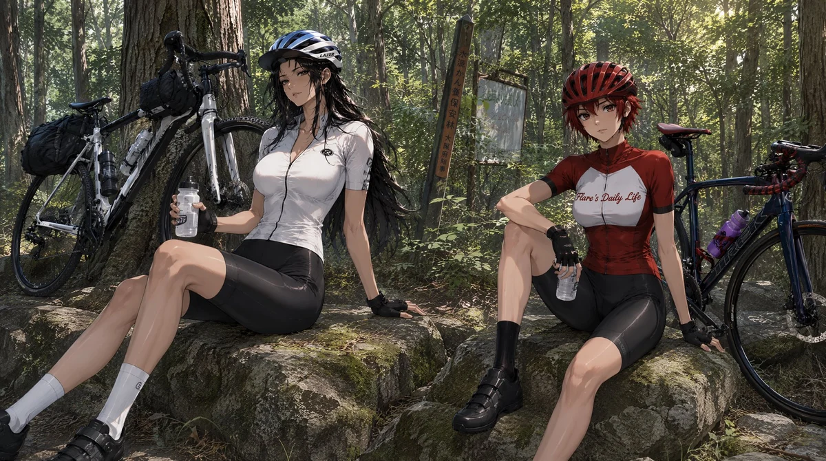 Cycling Break Forest Scene with sequential panels, clear scene planning and cinematic visual flow
