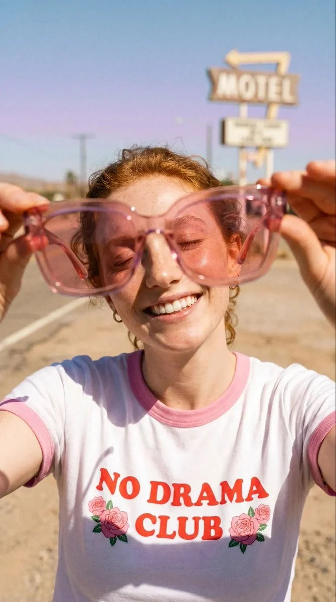 Desert Motel Pink Sunglasses Portrait portrait GPT Image 2 prompt example