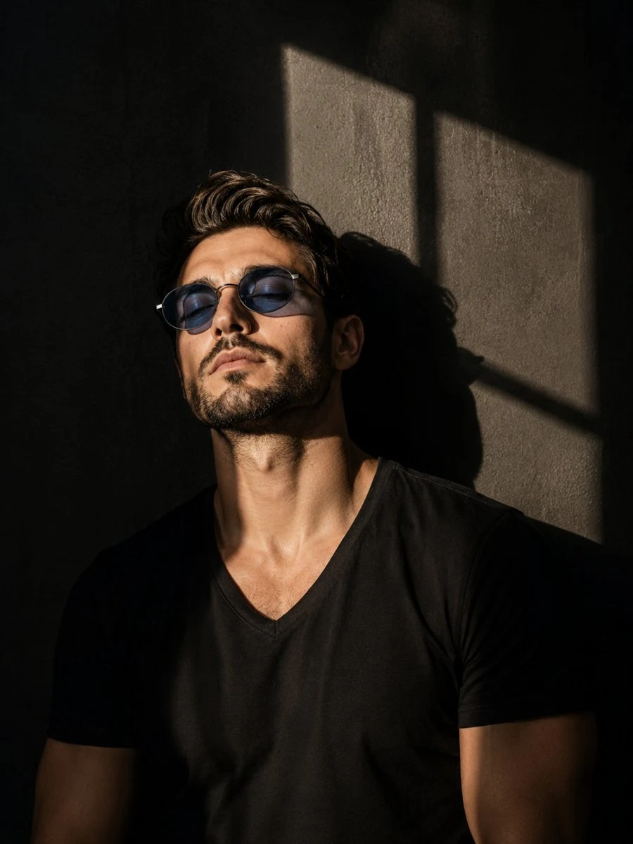Dramatic Low-Key Portrait with Window Light portrait visual