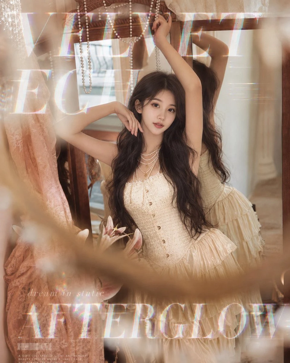 Dreamy Afterglow Fashion Portrait: social media prompt preview with platform-ready composition and clear design.