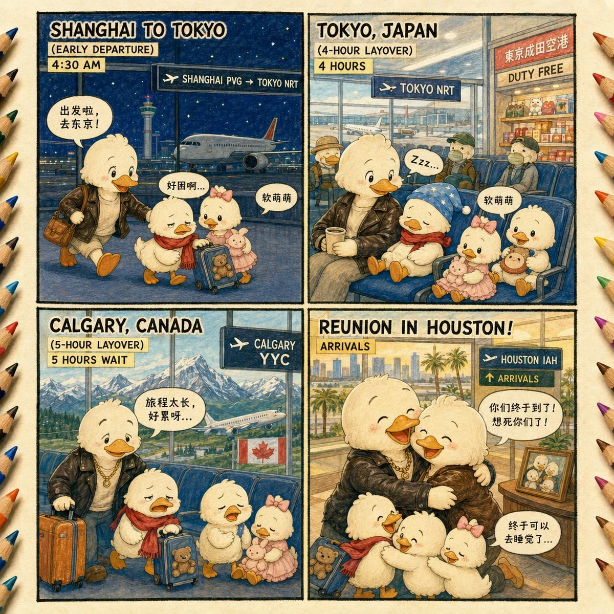 Duck Family Travel Comic storyboard visual
