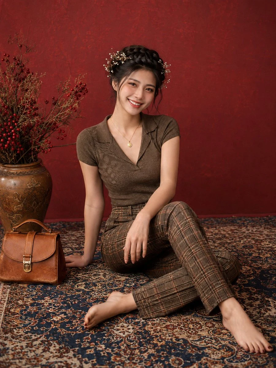 Elegant Studio Rug Portrait social media visual
