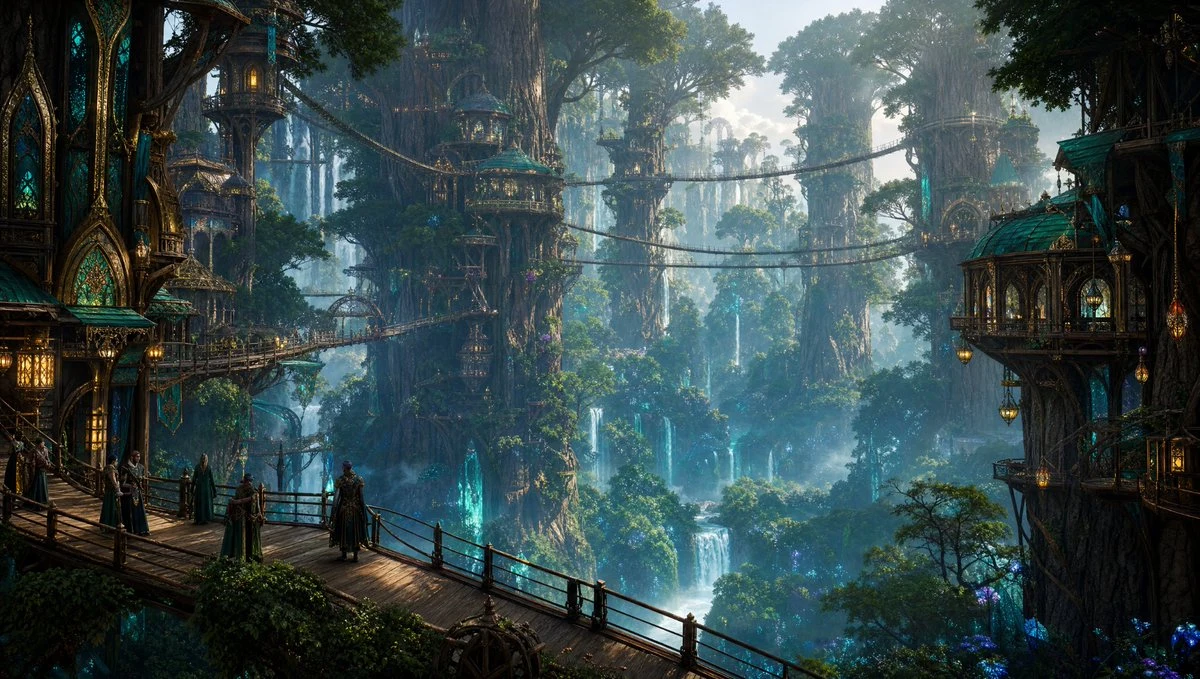 Elven Treetop City storyboard visual