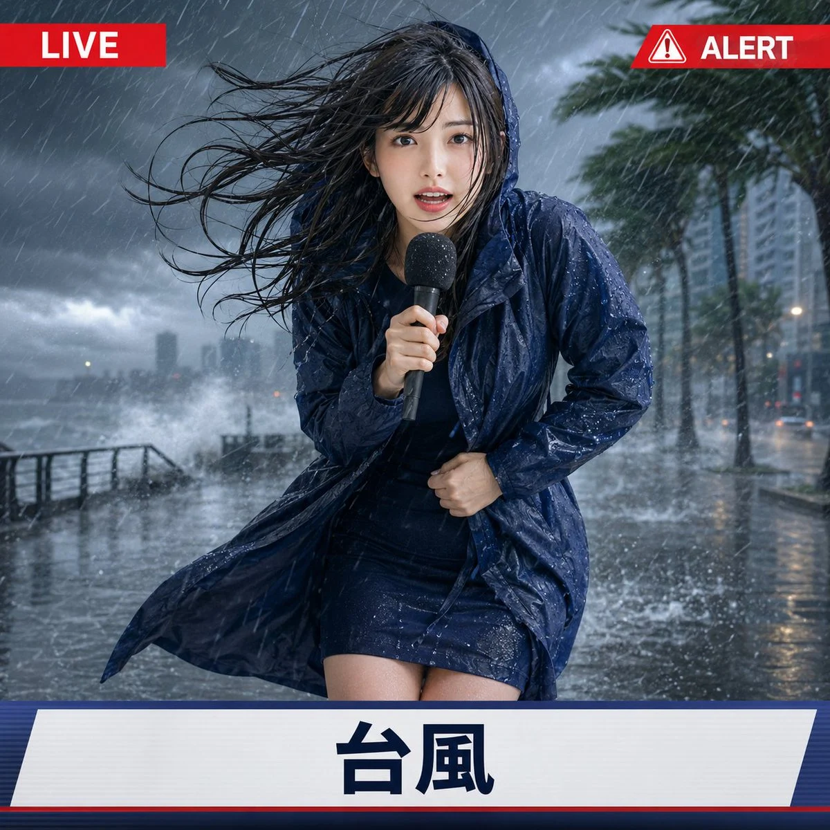 Fictional extreme-weather TV reporter prompt system with character consistency and event variations