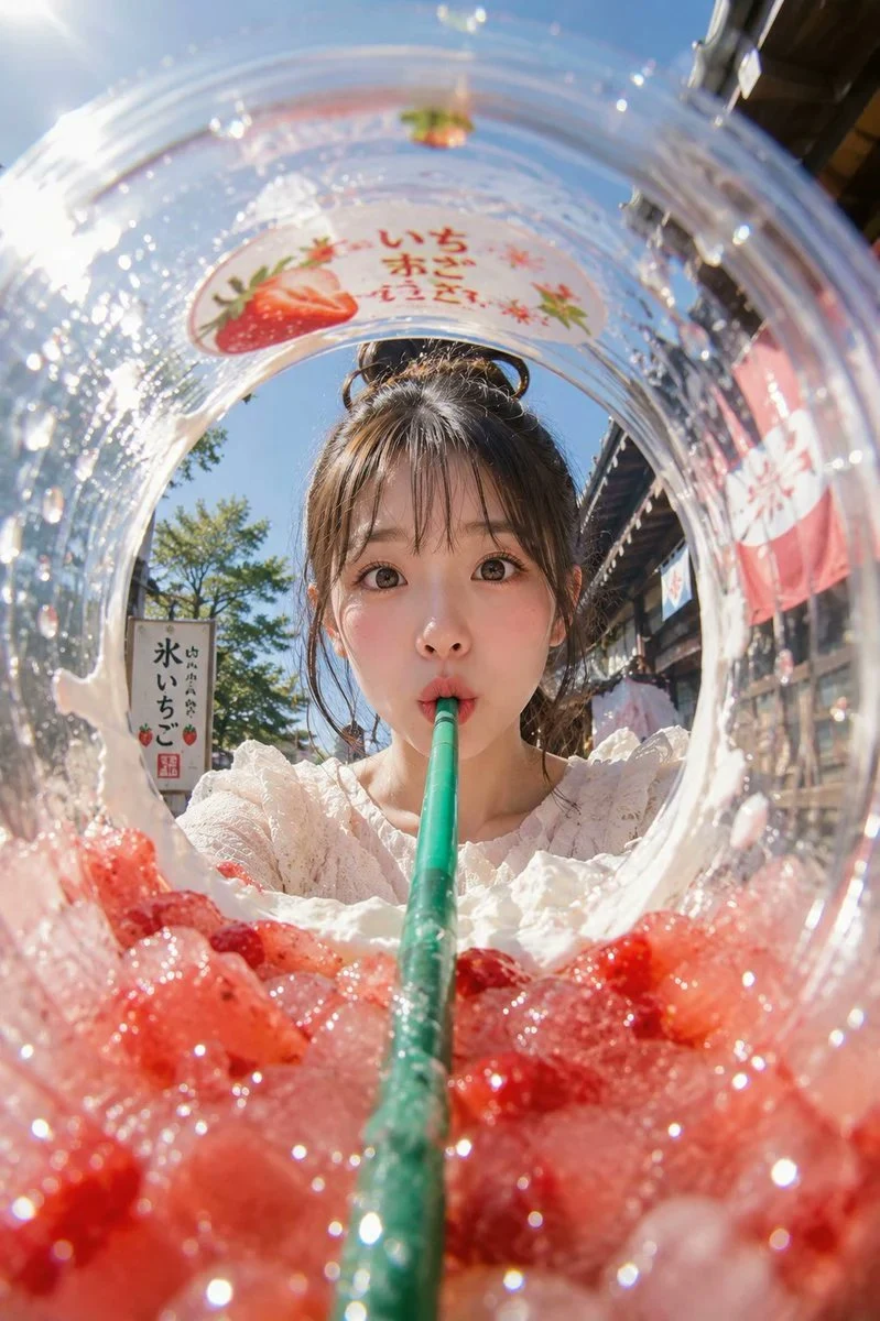 Fisheye Summer Dessert POV social media visual
