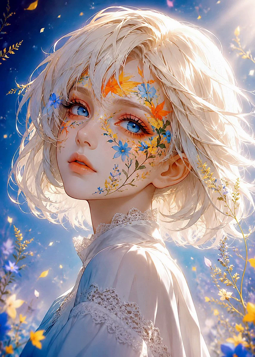 Floral Face Paint Anime Portrait portrait visual