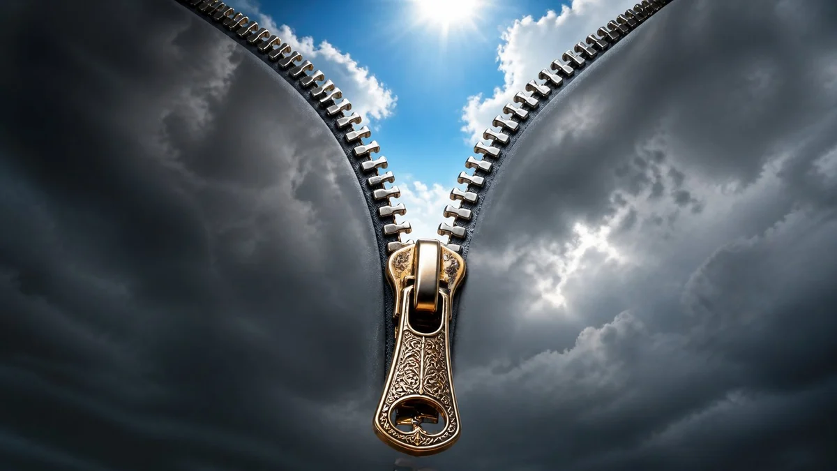 Giant Steel Zipper Sky Ad ad creative with product-focused composition, campaign styling and commercial lighting