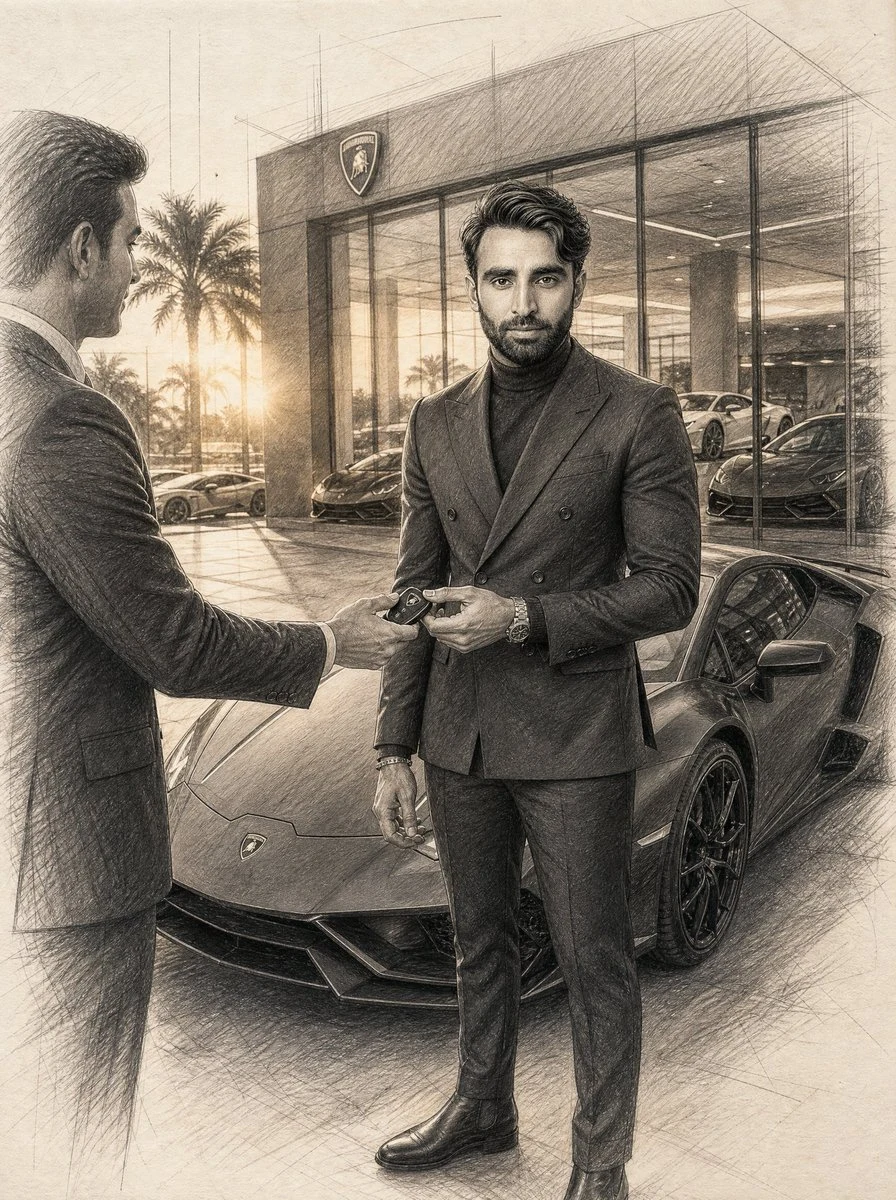 Graphite Sketch Portrait of an Entrepreneur: social media prompt preview with platform-ready composition and clear design.