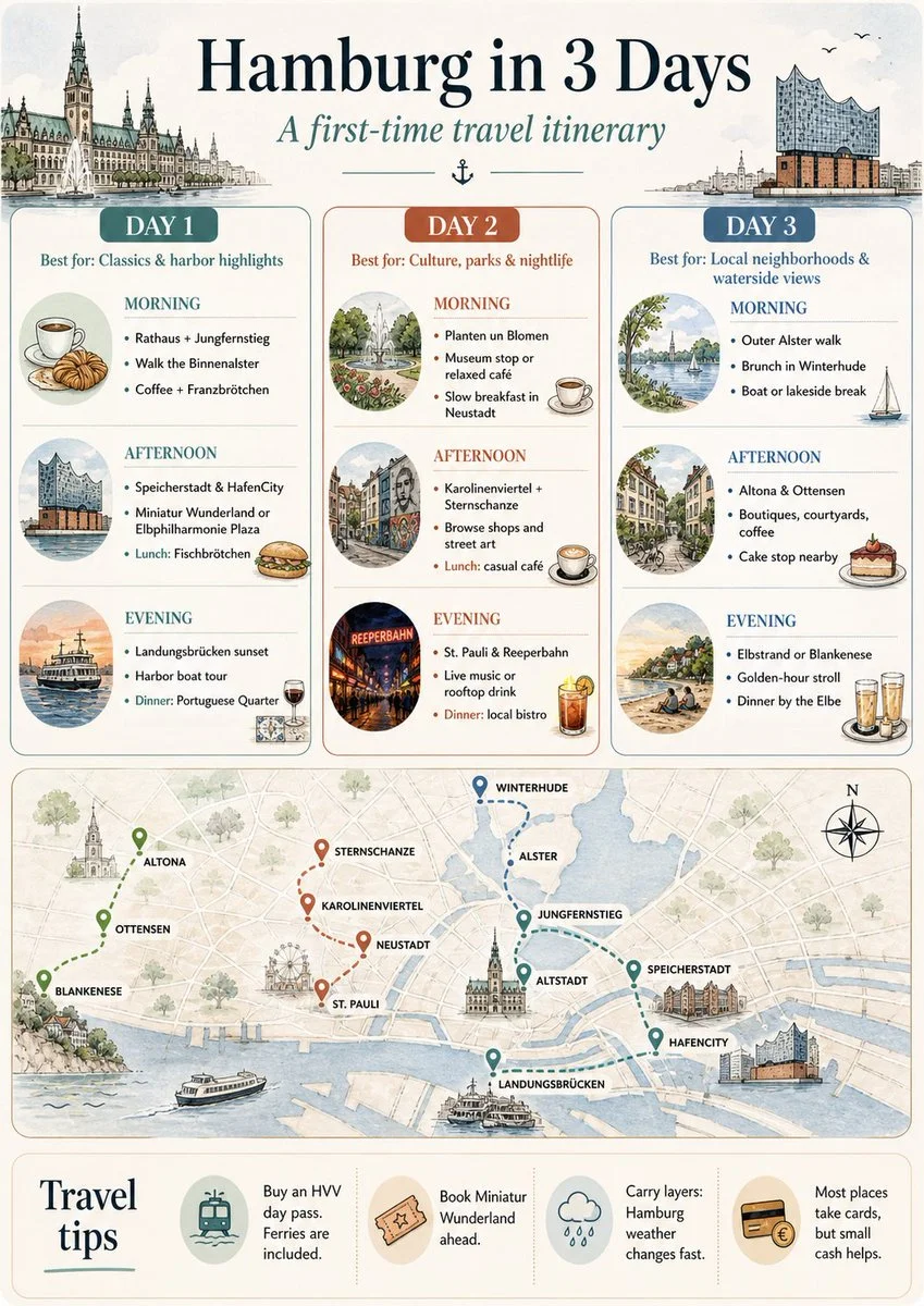 Hamburg Travel Itinerary Visual poster GPT Image 2 prompt example