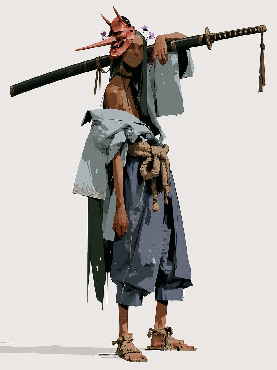 Happy Tengu Samurai Concept Art storyboard visual