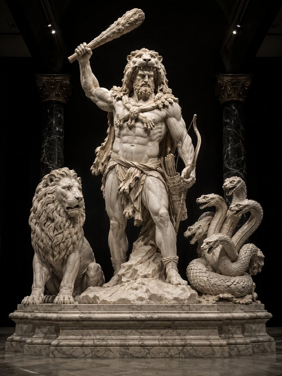 Heracles Marble Statue infographic visual