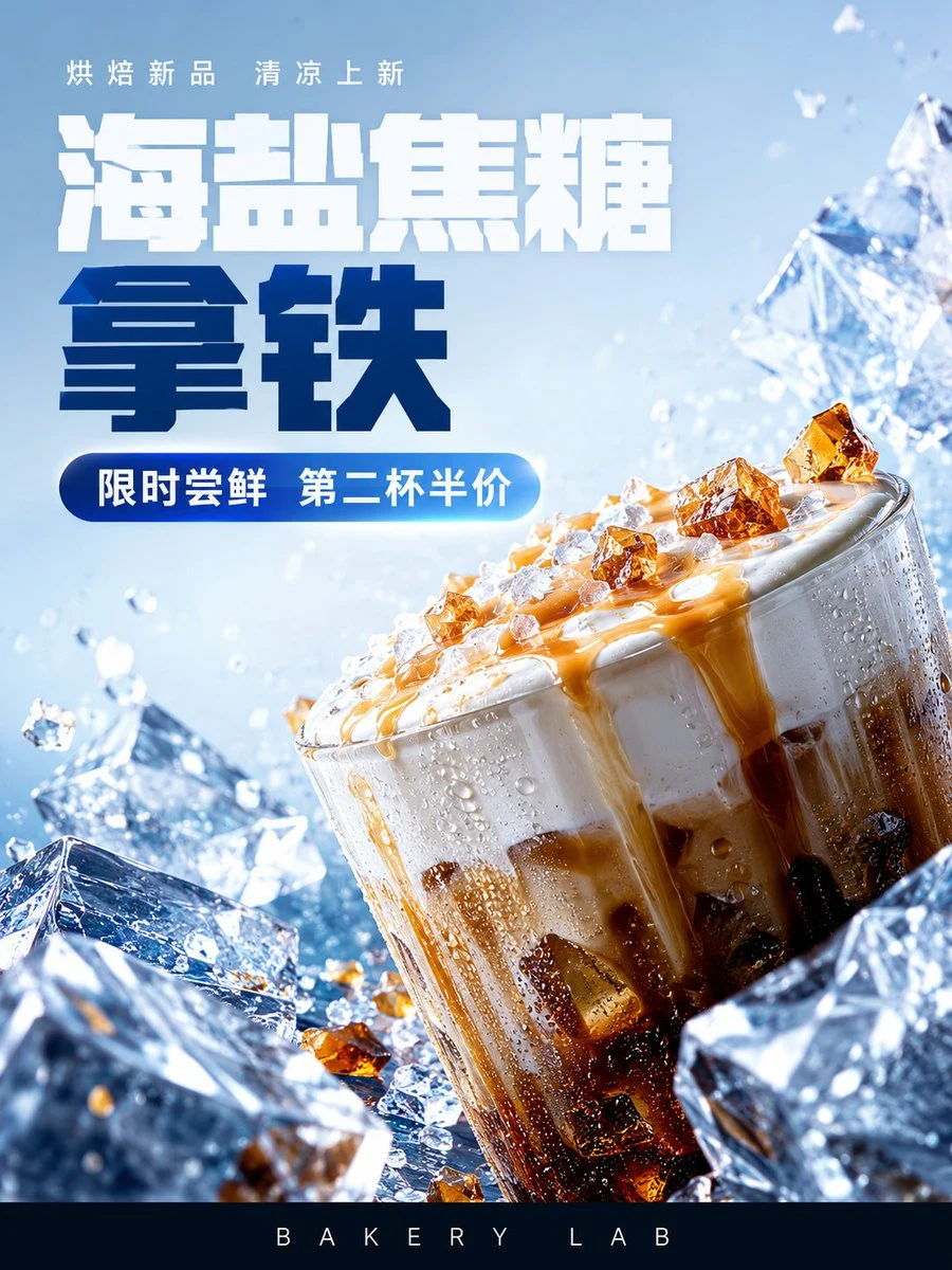 Iced Caramel Latte Poster ad creative visual