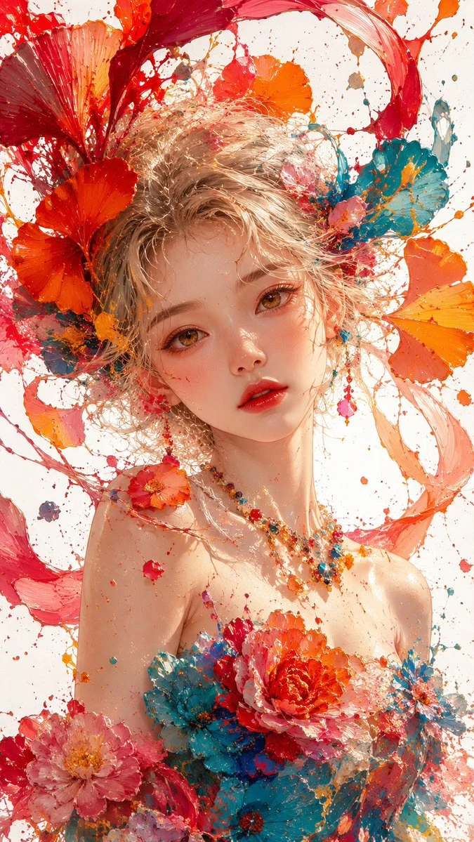 Impasto Oil Portrait of an East Asian Girl portrait visual