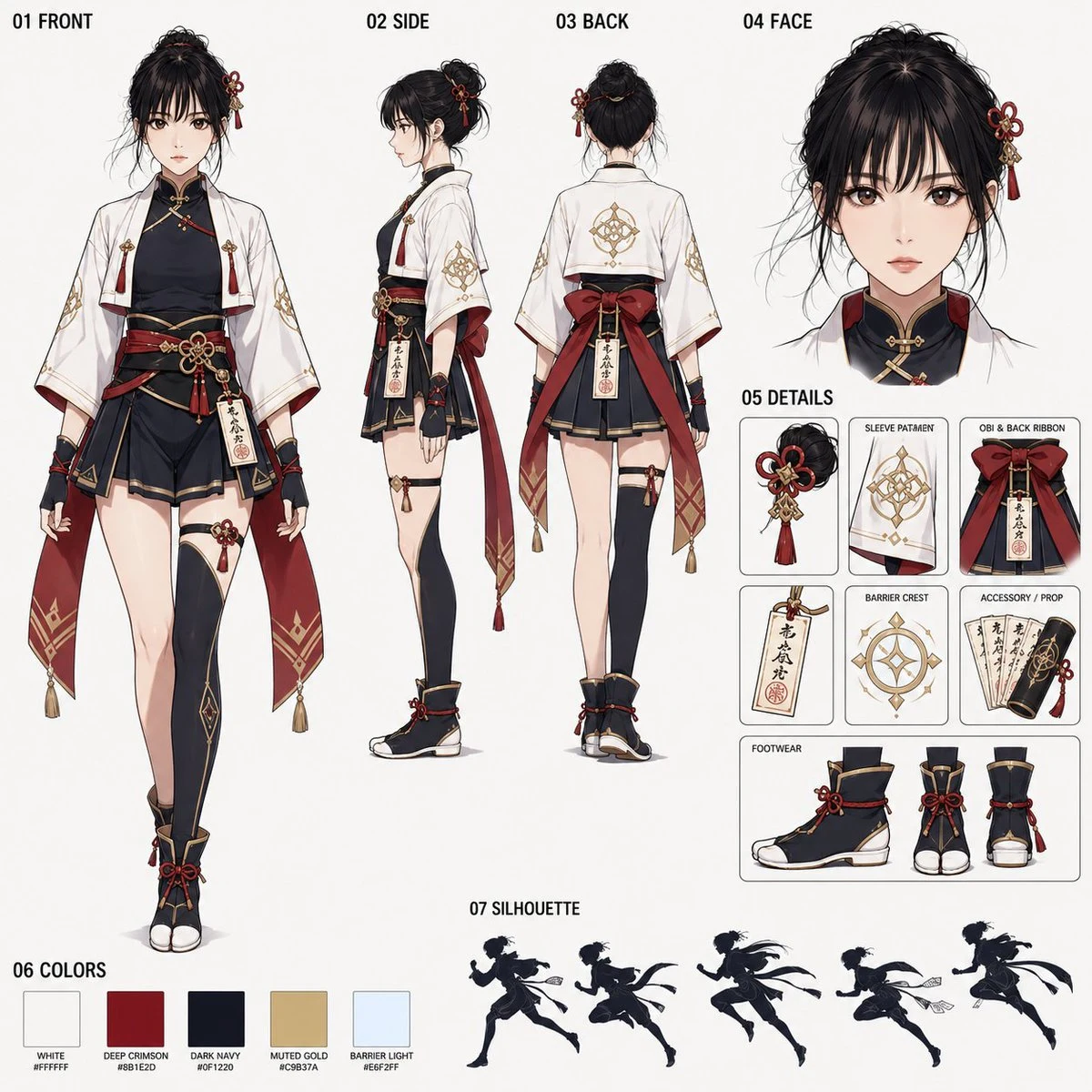Japanese Fantasy Kekkai-shi Character Sheet storyboard visual
