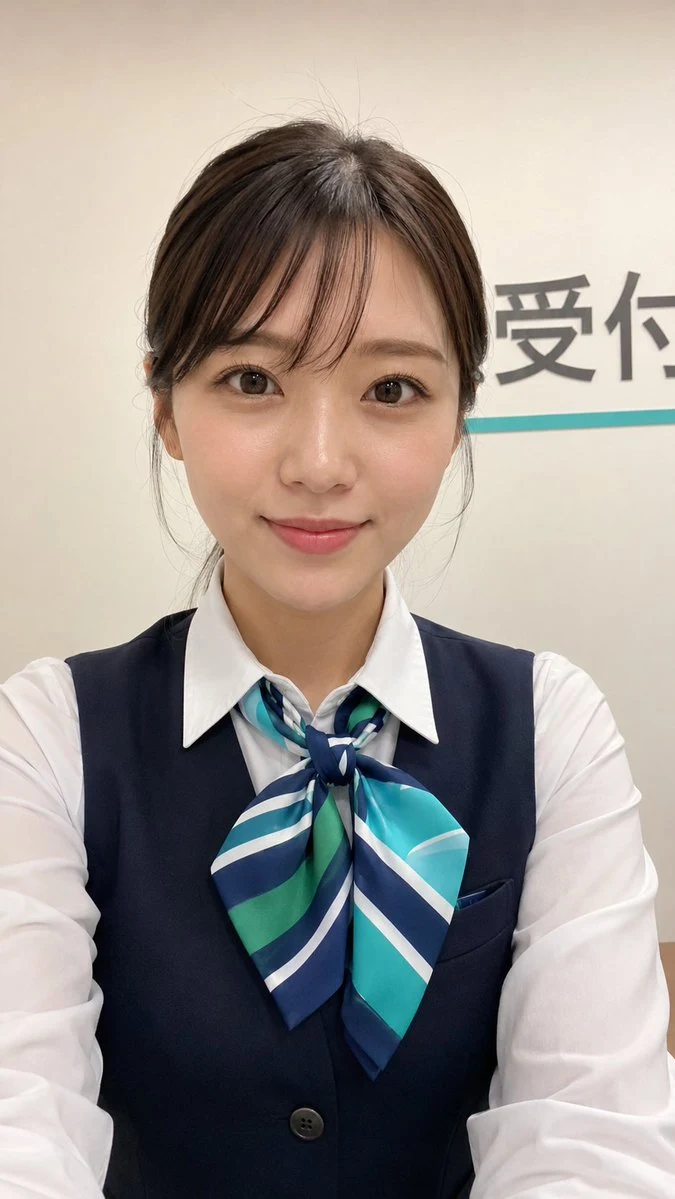 Japanese Receptionist Smartphone Selfie portrait visual