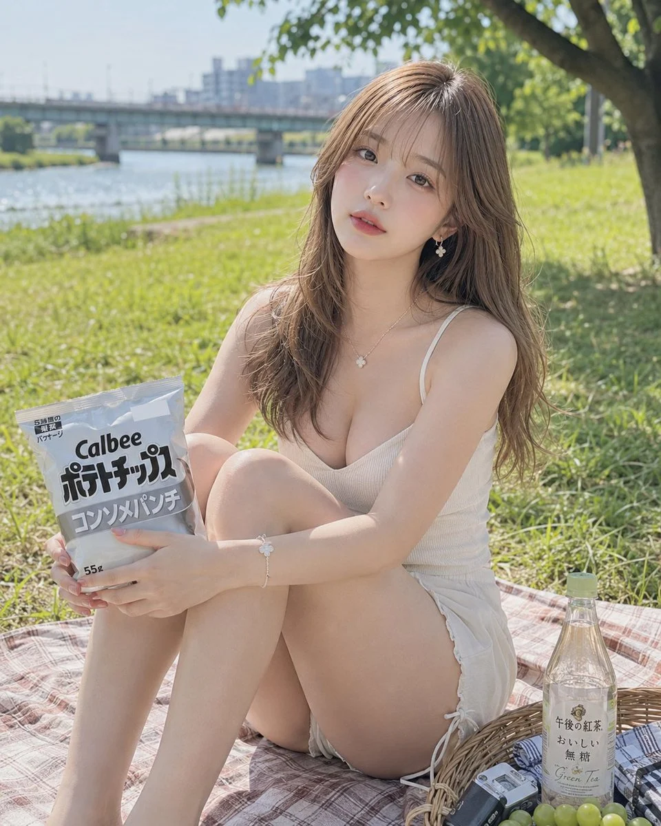 Japanese Riverside Summer Picnic Portrait with polished social media composition, clear subject focus and share-ready visual styling
