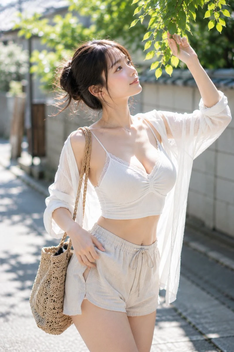 Japanese Summer Portrait Under Leaf Shadows portrait visual