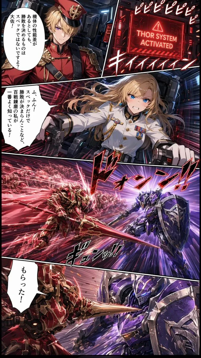 Japanese Webtoon Mecha Battle Page storyboard visual