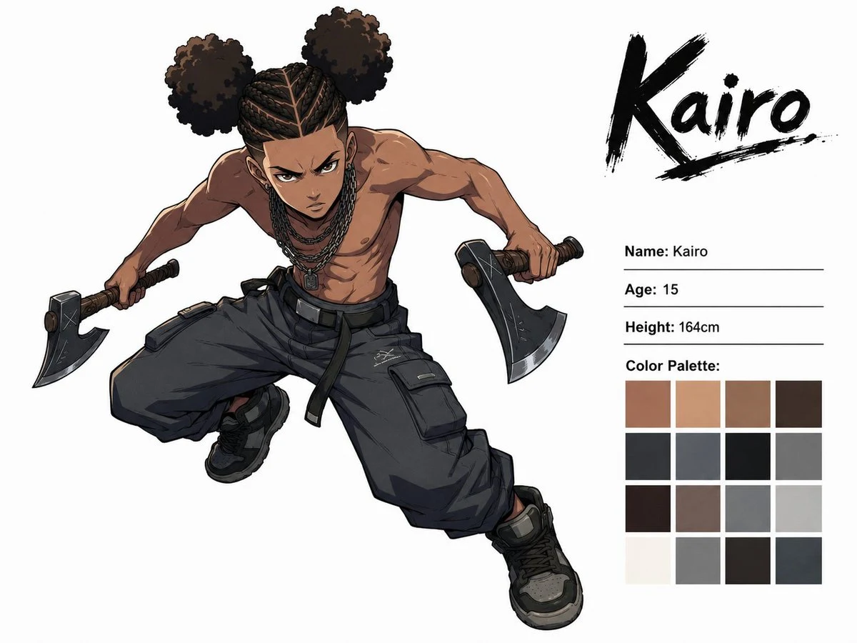 Kairo Anime Character Sheet storyboard visual