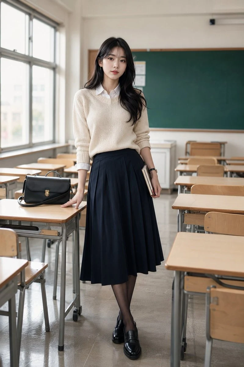 Korean Model Classroom Editorial ad creative visual