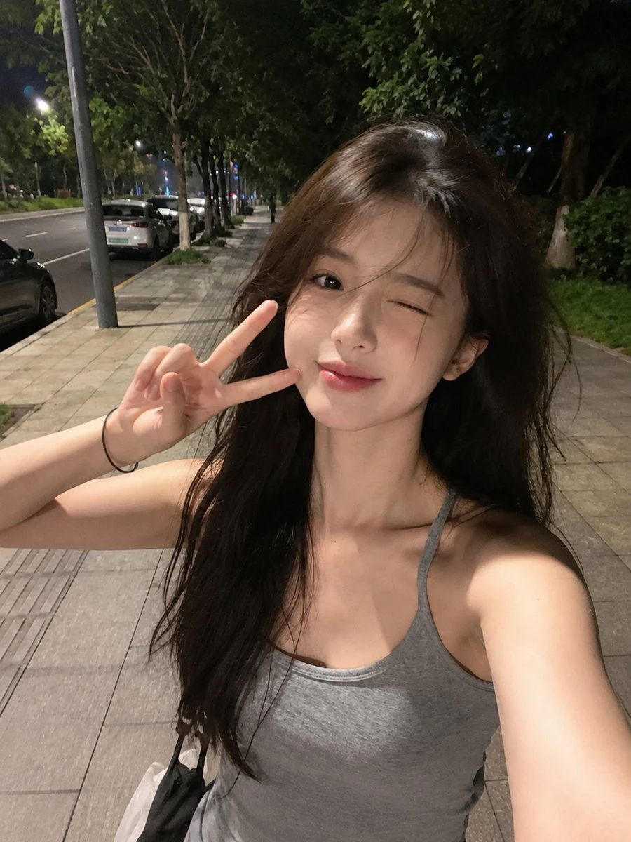Late-Night City Walk Smartphone Selfie portrait visual