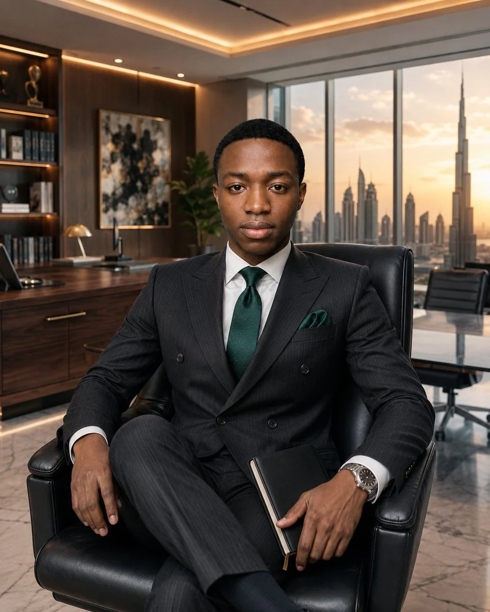 Luxury Executive Office Portrait with expressive portrait styling, crisp facial detail and profile-ready composition