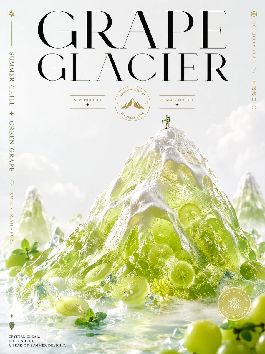 Luxury Grape Glacier Dessert Poster ad creative visual