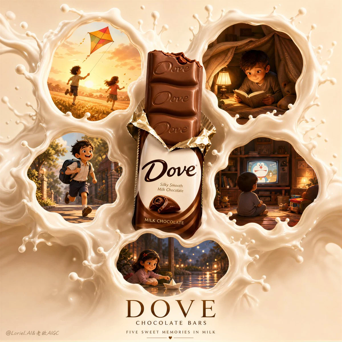 Magical Dove Chocolate Memory Splash ad creative visual