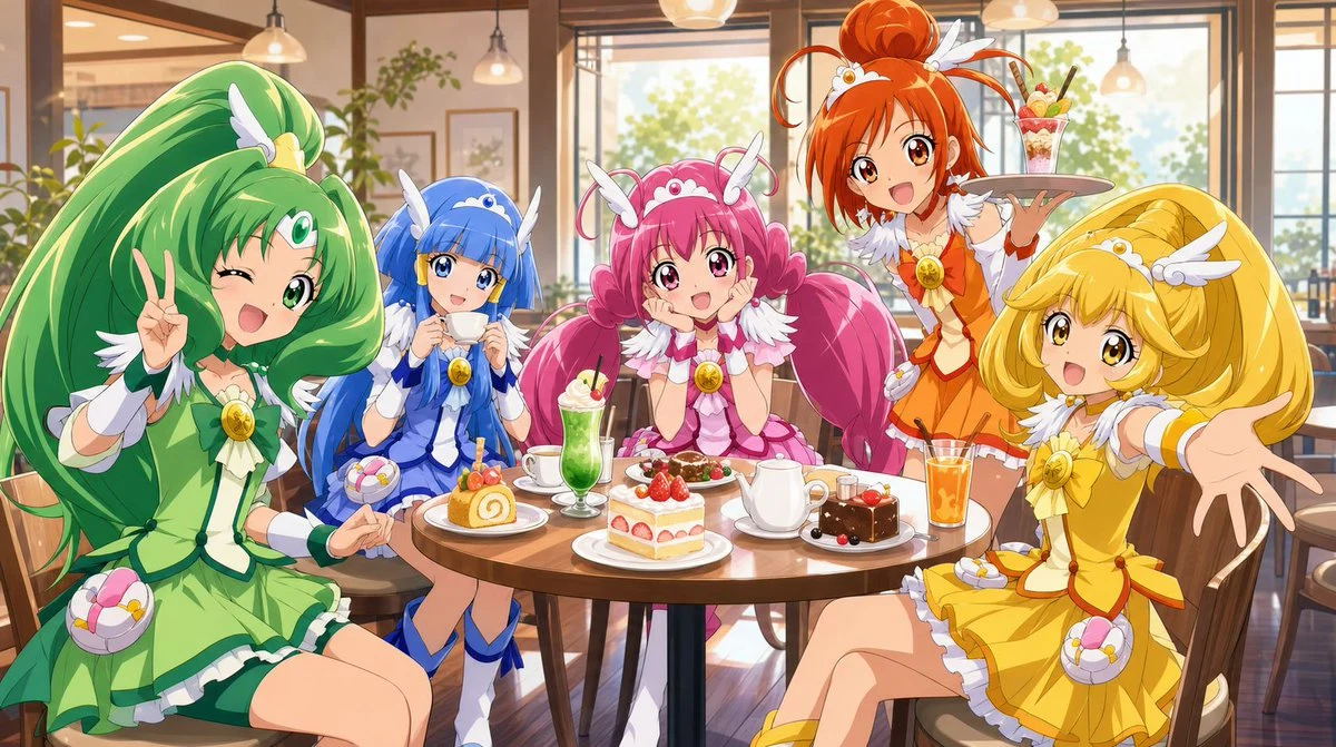 Magical Girls Dessert Café Scene: storyboard preview with sequential panels and cinematic scene planning.