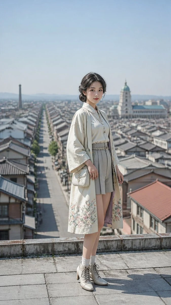 Meiji Romance Editorial Portrait: social media prompt preview with platform-ready composition and clear design.