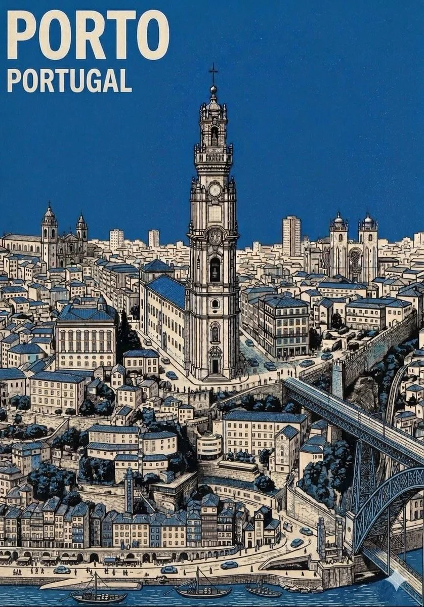 Mid-Century 3-Color City Poster poster GPT Image 2 prompt example