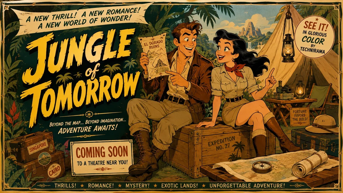 Mid-Century Theatrical Cartoon Banner with polished social media composition, clear subject focus and share-ready visual styling