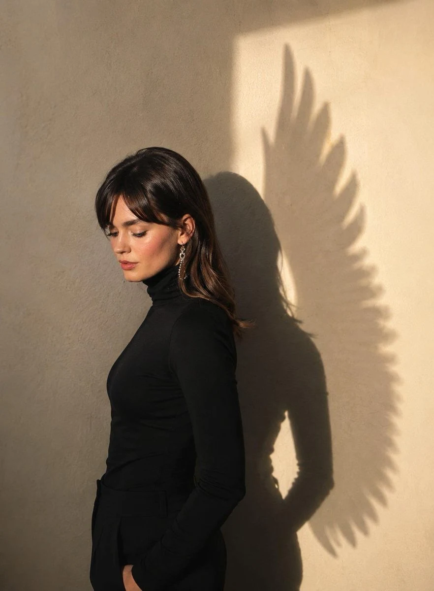 Minimalist Contemplative Angel Shadow Portrait portrait visual